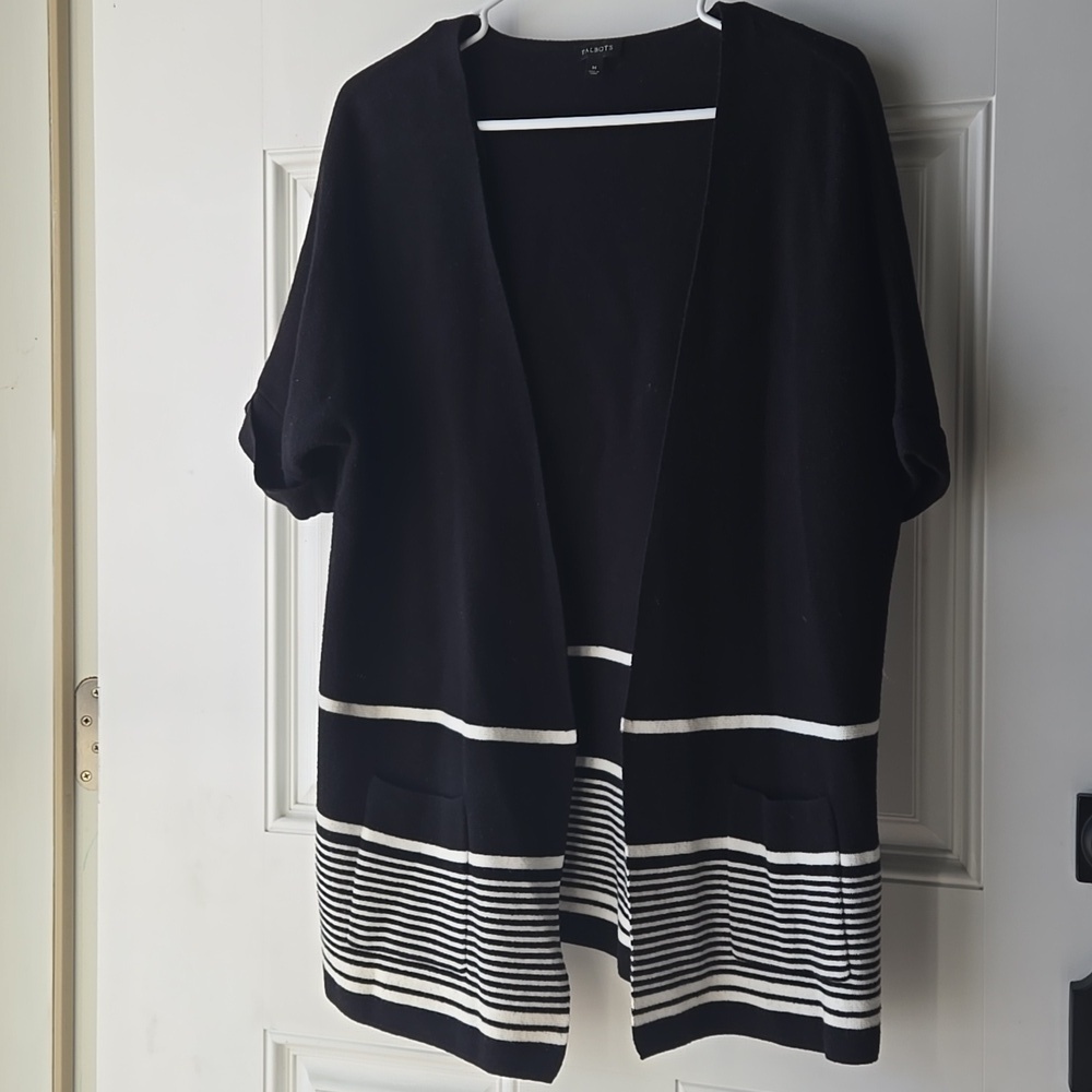 Talbots Cotton And Cashmere Blend Open Front Cardigan